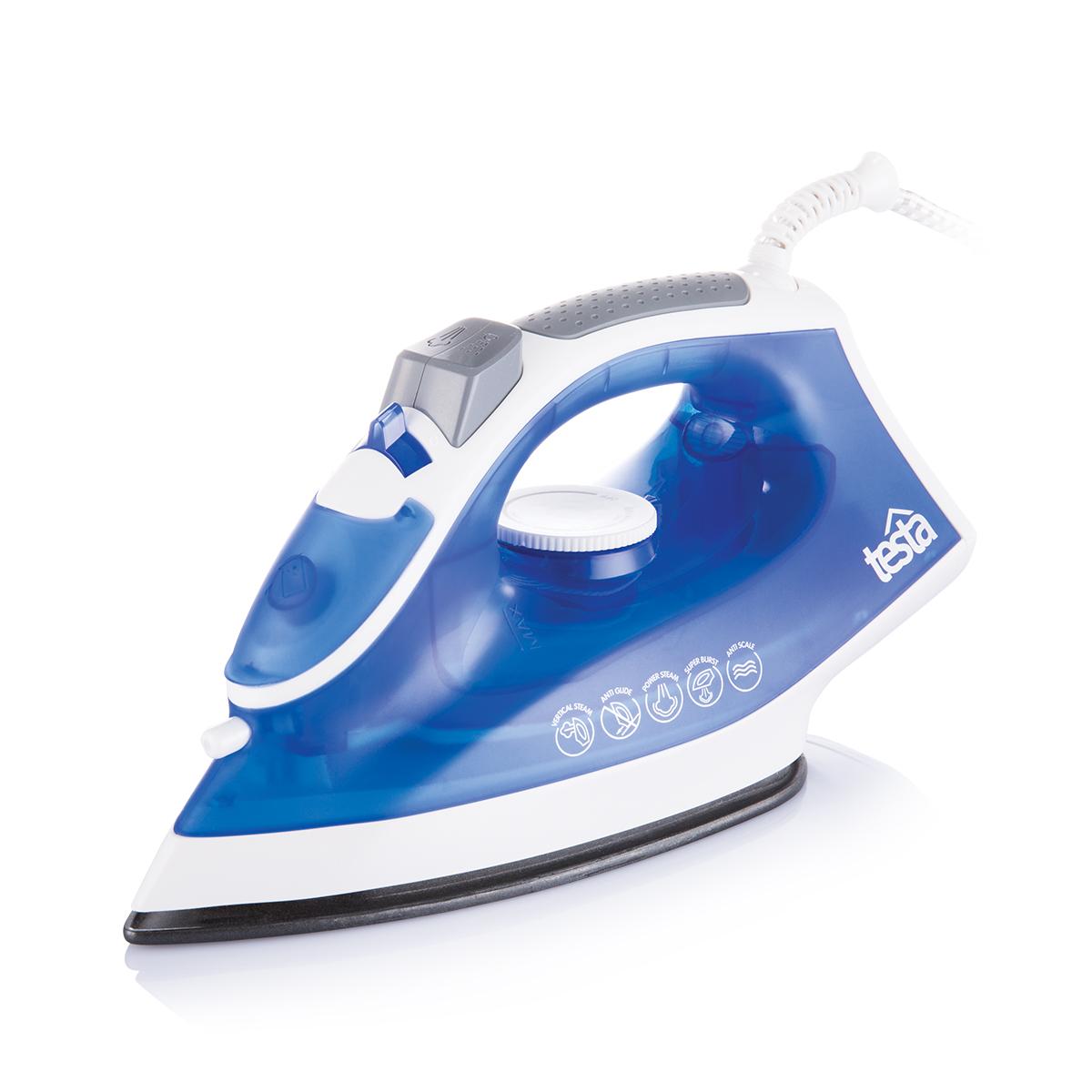 Steam Iron 1600W - Non-Stick Soleplate, Vertical Steam, Anti-Calc
