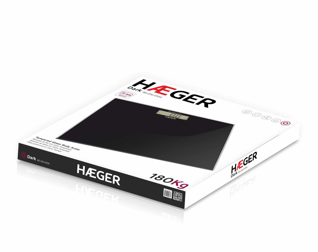 HAEGER Dark Electronic Bathroom Scale – 180kg, Strain Gauge, LCD | BS-DIG.010A