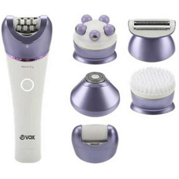 Vox Epilator  6-in-1 – IPX7 Waterproof, 120 Min, LED Light, Purple, LS607P