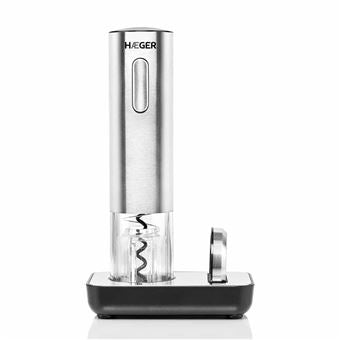 Haeger Corkscrew Milano Electric Rechargeable– INOX, LED Indicator, Deluxe Case, Foil Cutter & Charging Base, WO-OSC.006A