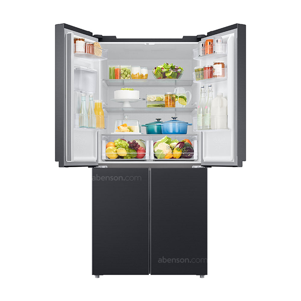 Samsung 4-Door Refrigerator 466L – Twin Cooling Plus, Water Dispenser, Gentle Black Matt, RF48A4010B4/LV