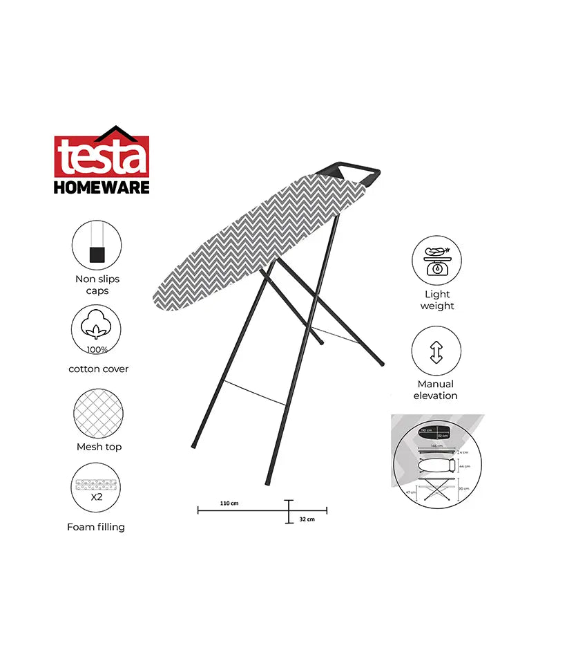 Testa Ironing Board Marina - Made in Portugal, 110x32cm, Adjustable Height