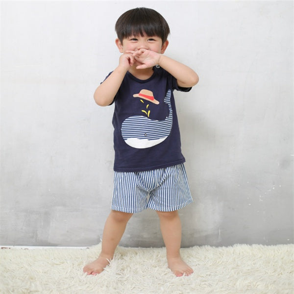 ملابس كرتونية للأطفال الأولاد، ملابس صيفية تي شيرت، أطقم ملابس كاجوال للفتيات الرضع
