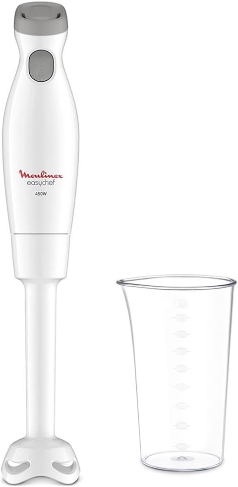 Moulinex Hand Blender Easychef 450W – 2 Speeds, Zelkrom Blades, Splash Guard, 800ml Cup, White | DD45A1