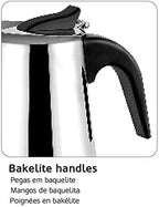 Haeger Espresso INOX Moka Pot 6 Cups – 18/10 Stainless Steel, All Hobs, Dishwasher Safe, CP-06S.001A