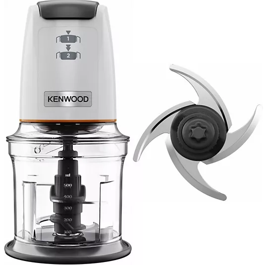 Kenwood Electric Food Chopper 500W | 2x500ml Bowls, Quad Blade, Mayo Attachment, Ice Crush | CHP61.200WH