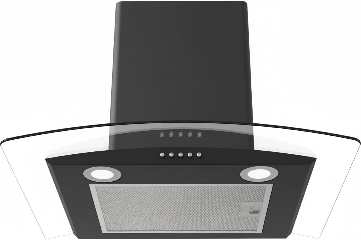 شفاط مدخنة زجاجي منحني كوين شيف WG1070B 70 سم أسود