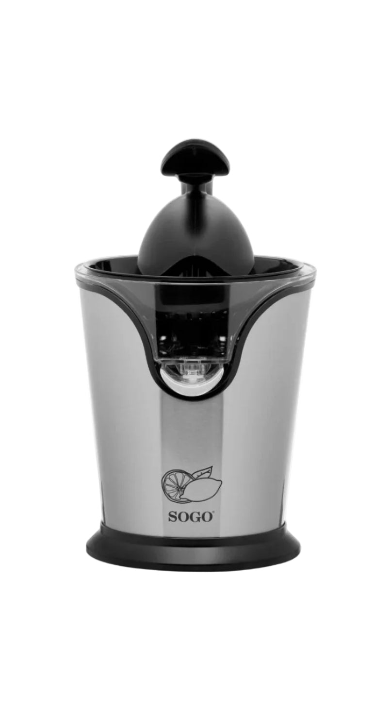 SOGO Electric Citrus Juicer with Lever – 100W, Stainless Steel, 2 Cones, Auto On/Off – SS-5255
