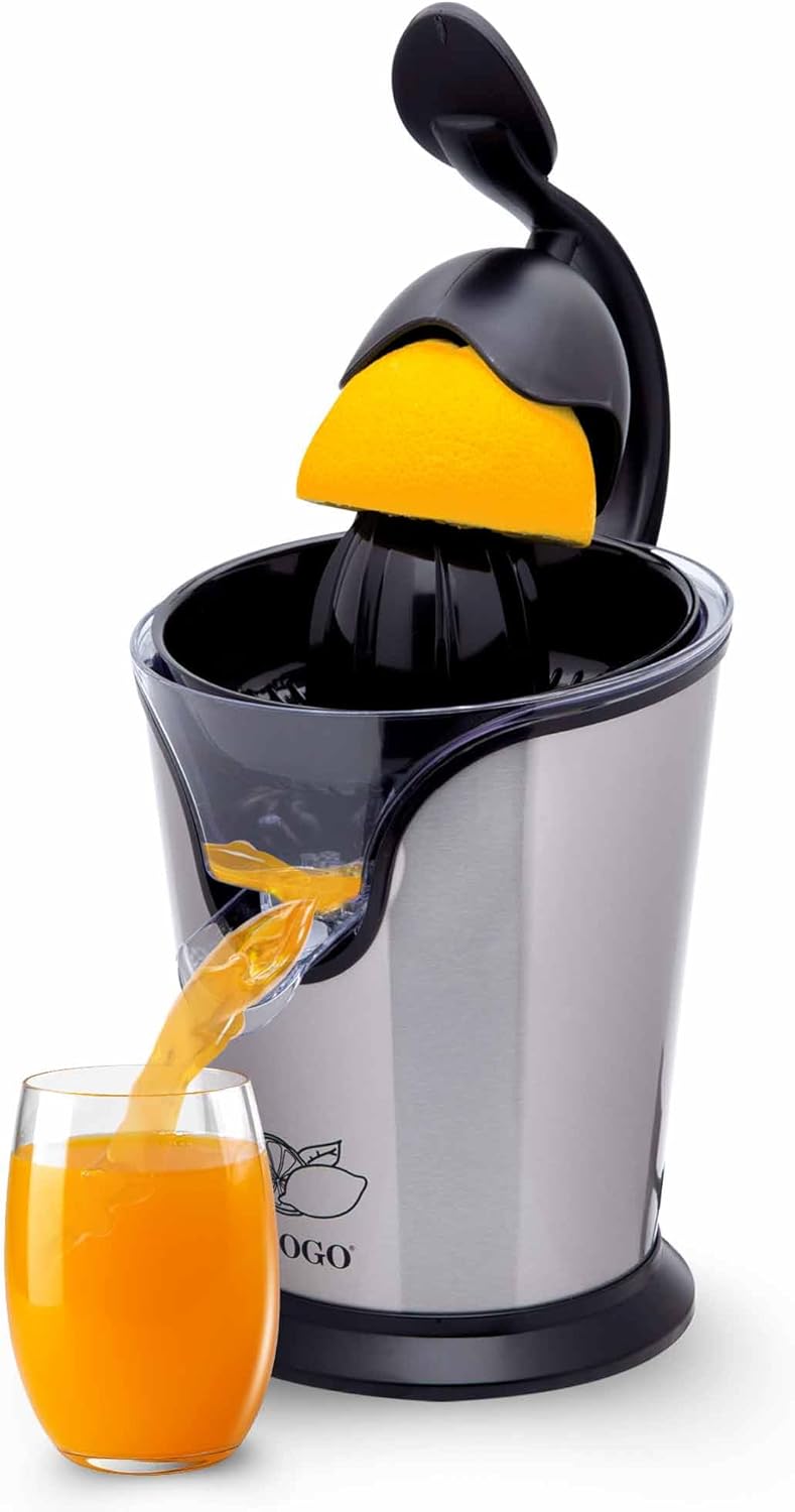 SOGO Electric Citrus Juicer with Lever – 100W, Stainless Steel, 2 Cones, Auto On/Off – SS-5255