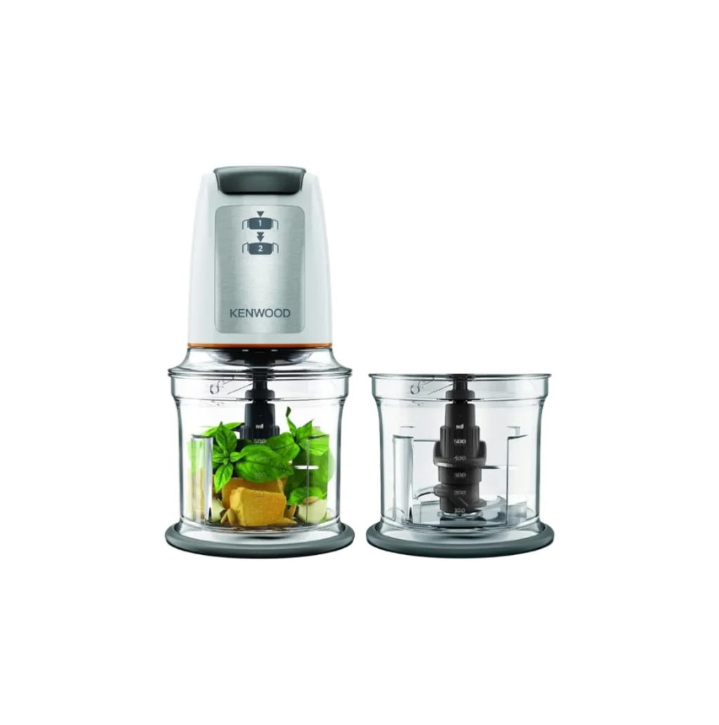 Kenwood Electric Food Chopper 500W | 2x500ml Bowls, Quad Blade, Mayo Attachment, Ice Crush | CHP61.200WH