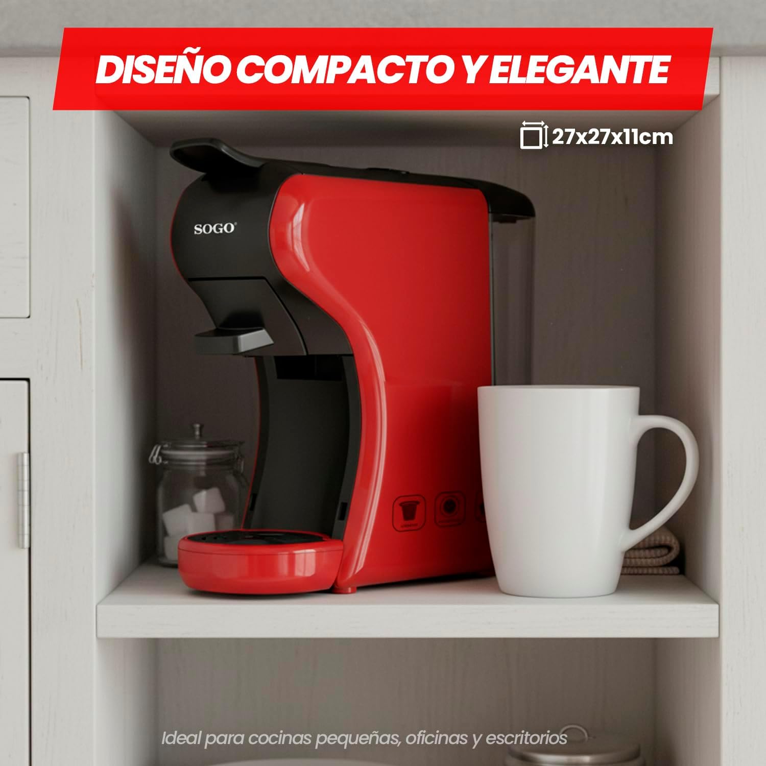 SOGO 3-in-1 Espresso Maker – 19 Bar, 0.6L, Multi-Capsule Compatible | CAF-SS-5675-R