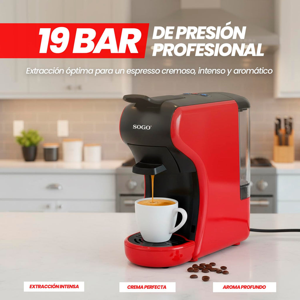 SOGO 3-in-1 Espresso Maker – 19 Bar, 0.6L, Multi-Capsule Compatible | CAF-SS-5675-R