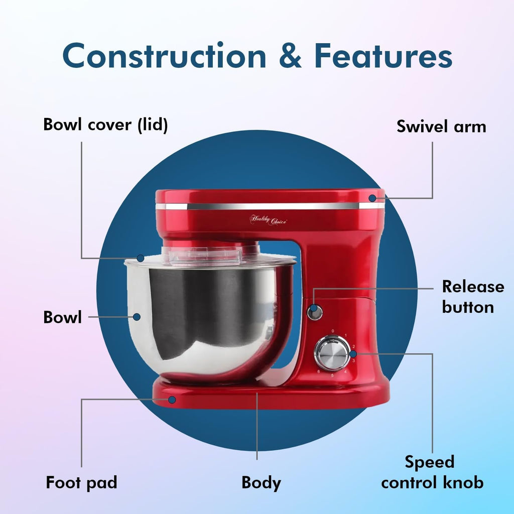 Mirage Stand Mixer 10L – 2000W | 6 Speed | Red | MSM-10L