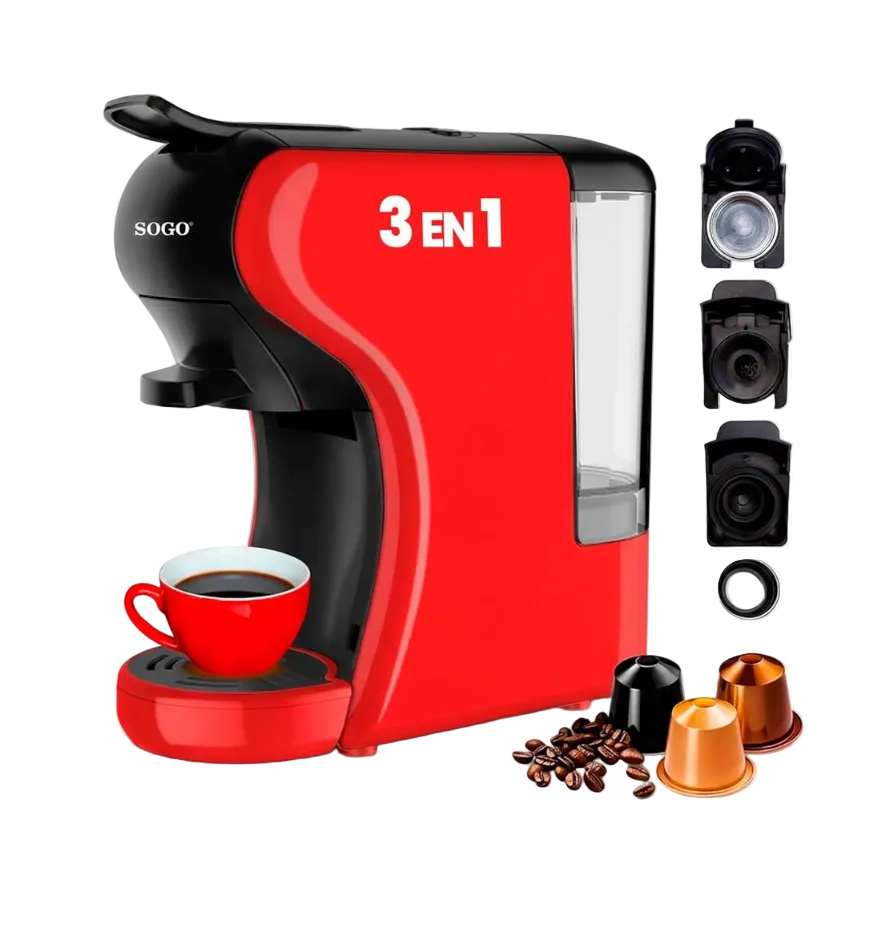 SOGO 3-in-1 Espresso Maker – 19 Bar, 0.6L, Multi-Capsule Compatible | CAF-SS-5675-R