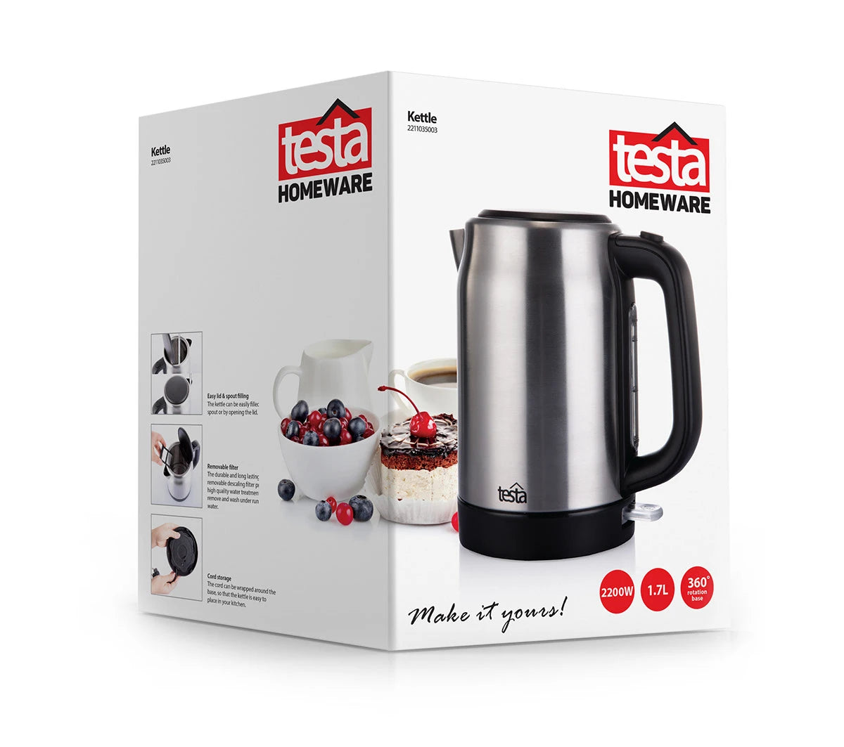 Testa Kettle, 1.7 L, Brushed stainless, 2211035003