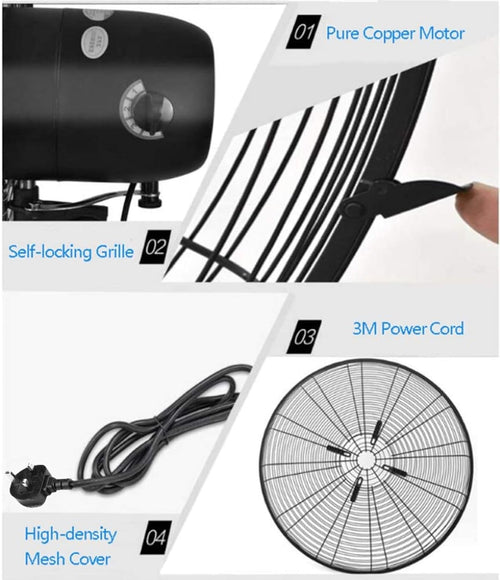 Farco Stand Fan 30" Industrial – 160W, 3 Speeds, Copper Motor, 7kg Base – FAC-750
