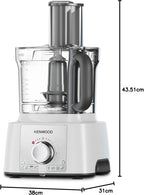 Kenwood Food Processor Multi-Functional  1000W | 3L Bowl, Blender, Grinder & Whisk | FDP65.400WH