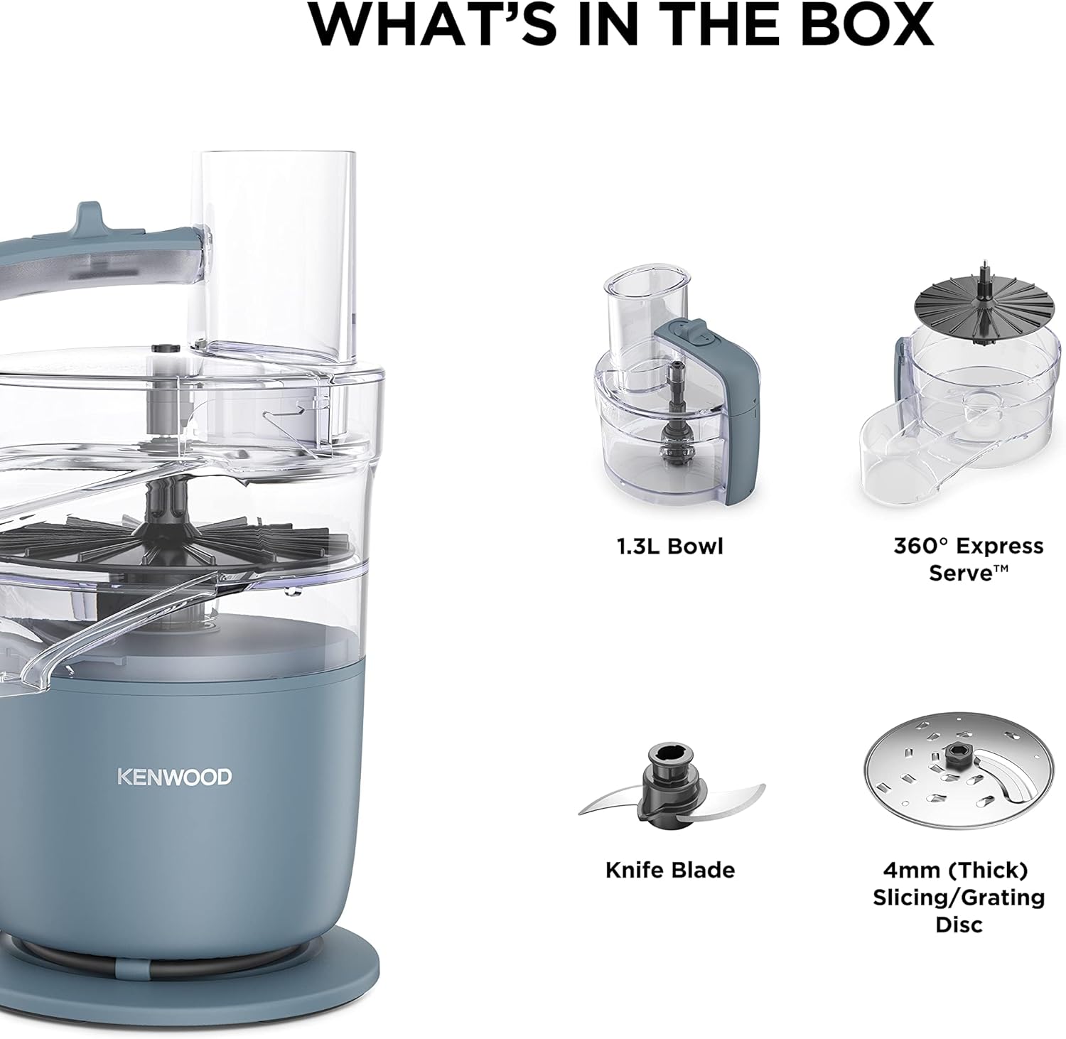 Kenwood Food Processor & Chopper MultiPro Go 2-in-1 650W | 1.3L, 360° Express Serve | FDP22.130GY