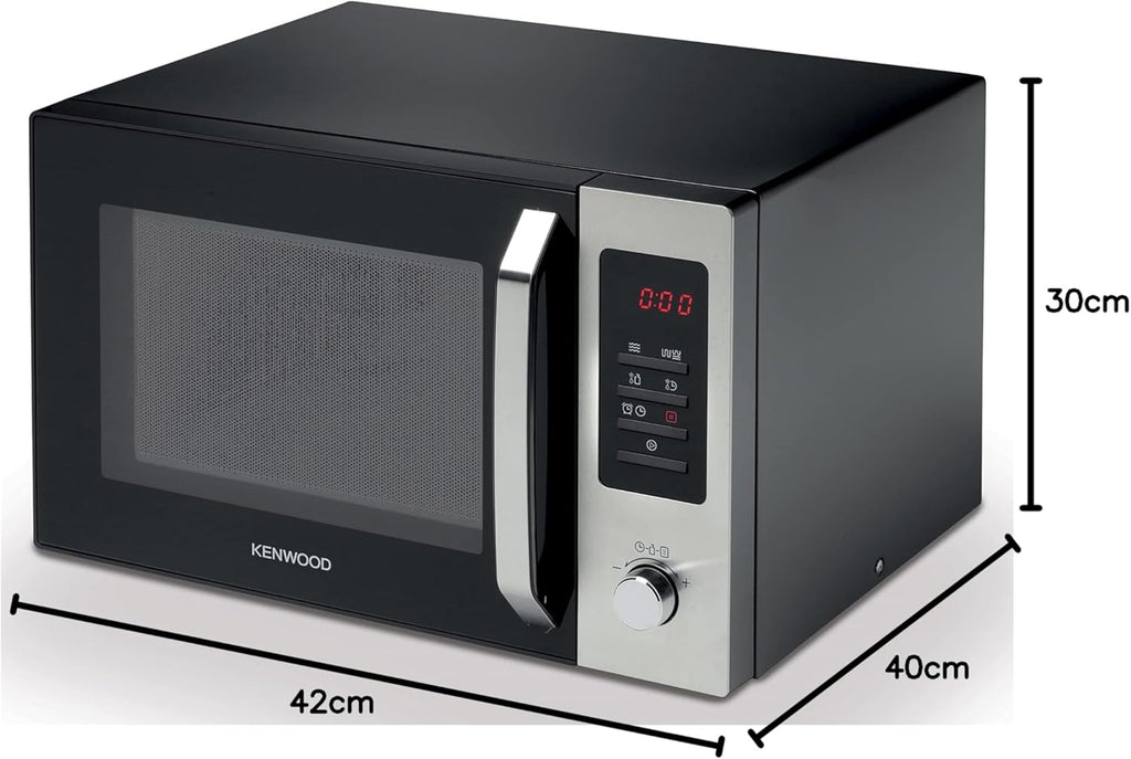 Kenwood Microwave Oven with Grill 30L – 1000W, Digital Display, 5 Power Levels, Auto Menu, Defrost, Black/Silver | MWM30.000BK