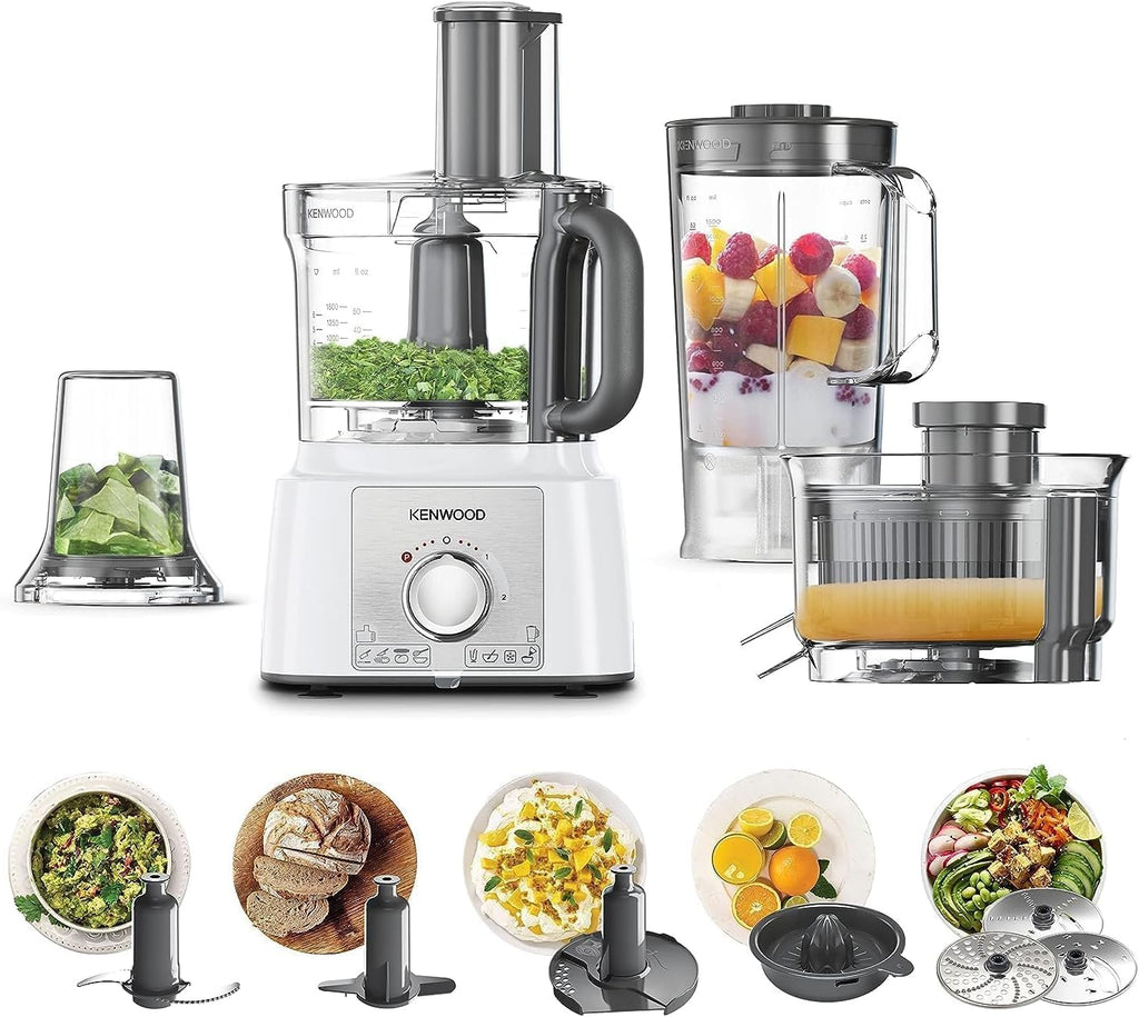 Kenwood Food Processor MultiPro Express 1000W | 3L Bowl, 2 Speeds + Pulse, Safety Lock | FDP65.750WH