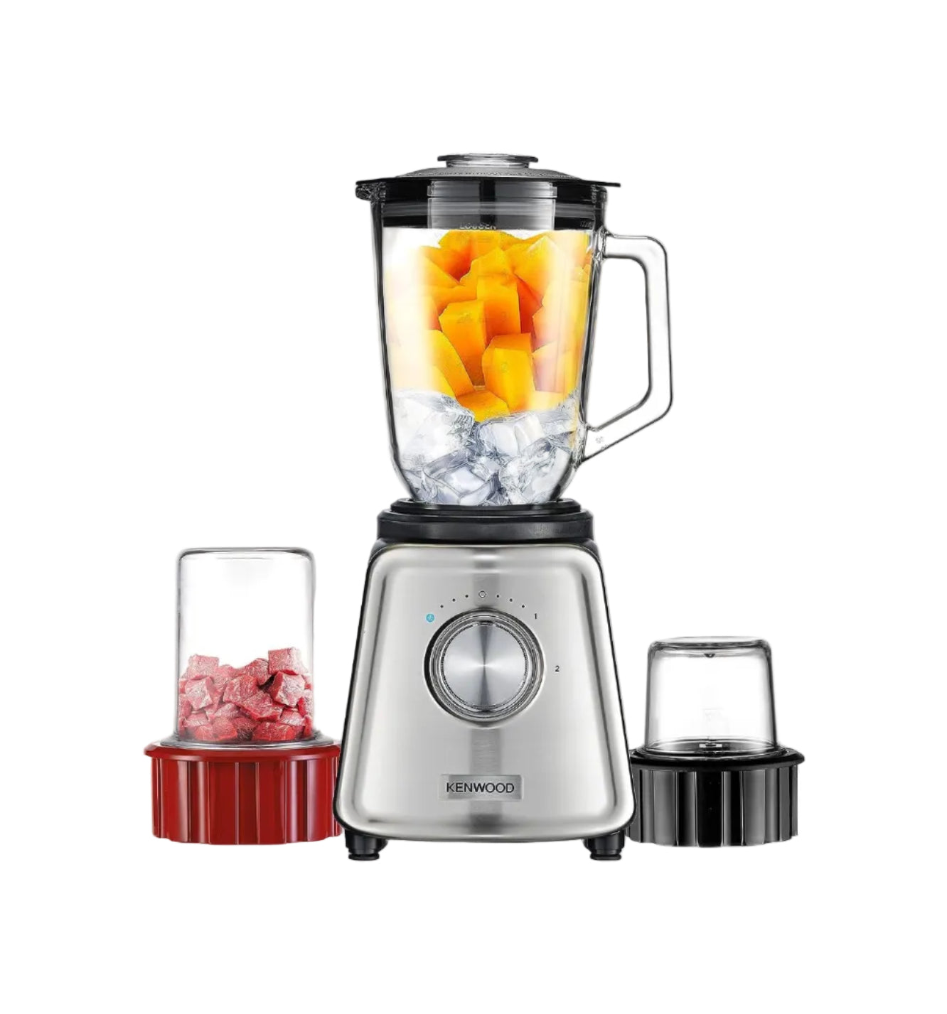 Kenwood Glass Blender 800W | 2L Glass Jar, Grinder, Meat Chopper, Ice Crush, Silver | BLP44.270SS