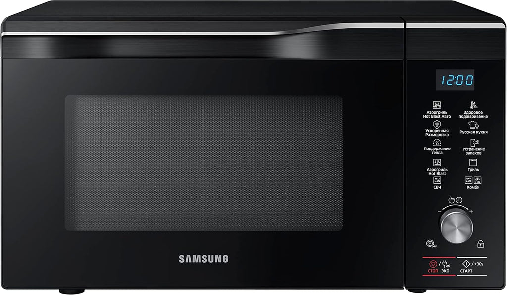 Samsung Microwave 32L Combination 900W – HotBlast, Slim Fry, Wide Grill, Crusty Plate, Black, MC32K7055CK