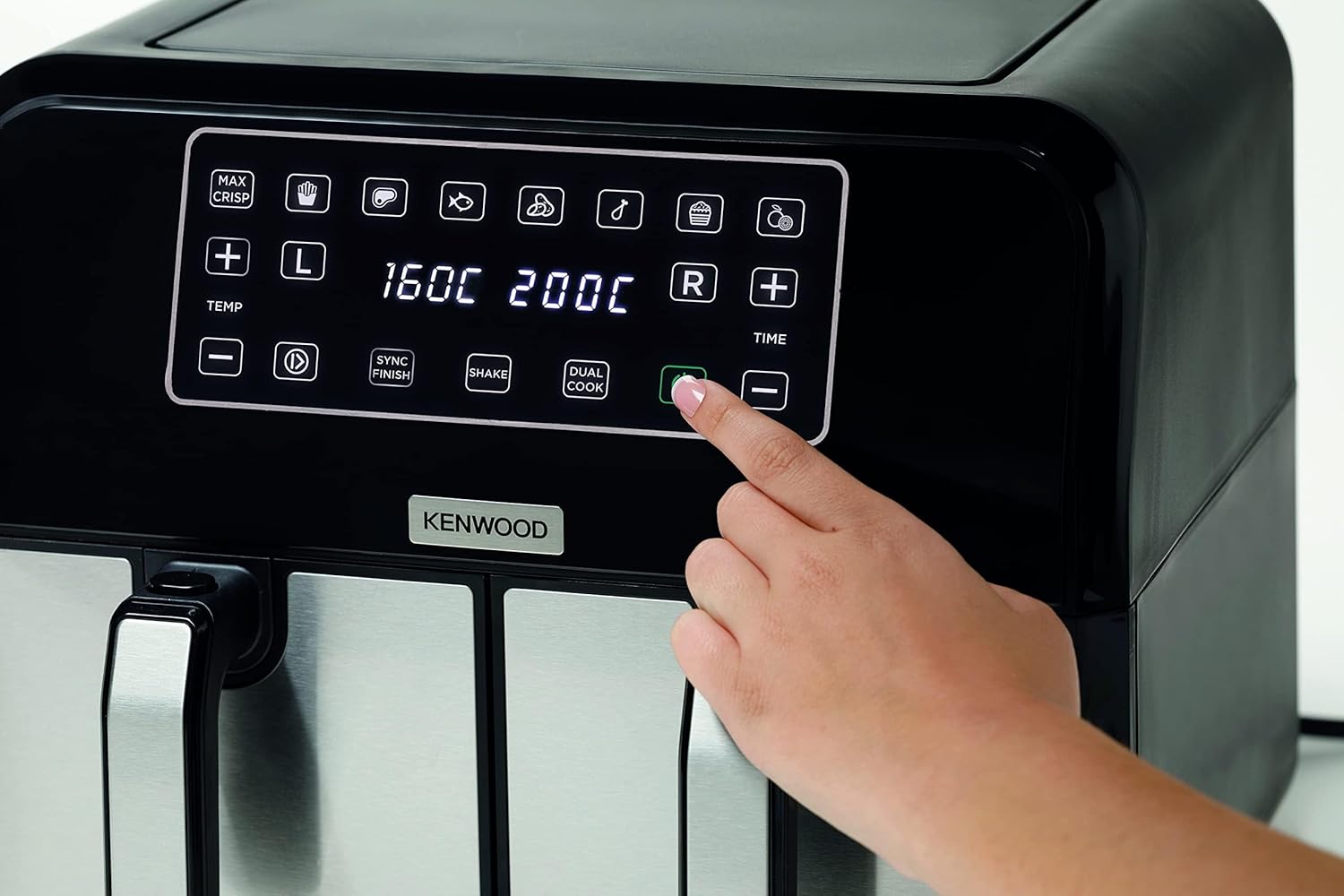 Kenwood Air Fryer 8L Healthy Fry Dual Basket – 1700W, Touchscreen, Sync Cook, Matte Black | HFM75.000MB