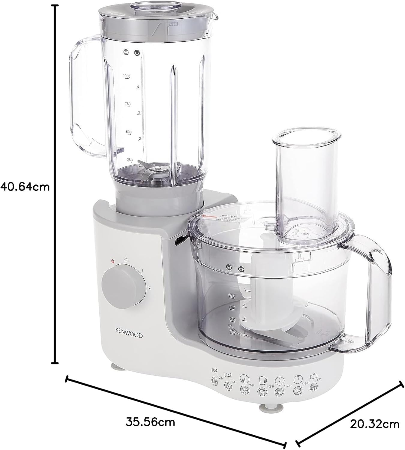 Kenwood Food Processor + Blender 600W | 1.4L Bowl, 2 Speeds + Pulse | FP190