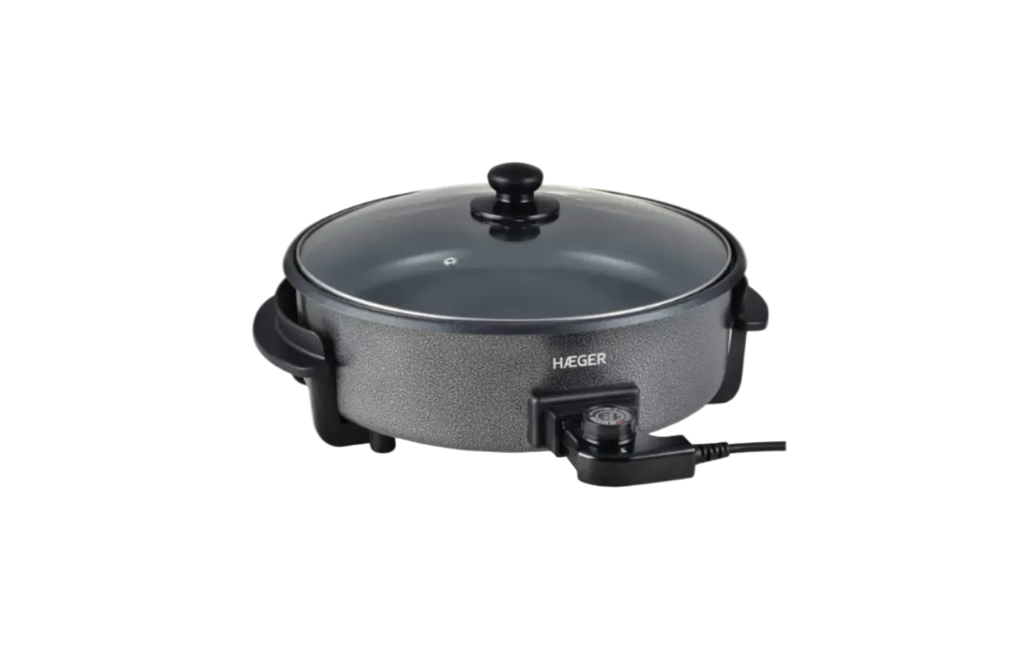 Haeger Electric Pan Top Gourmet 36 – Pizza & Multipurpose Casserole with Glass Lid, 5-Level Thermostat, Non-Stick, 1500W, GR-036.012A