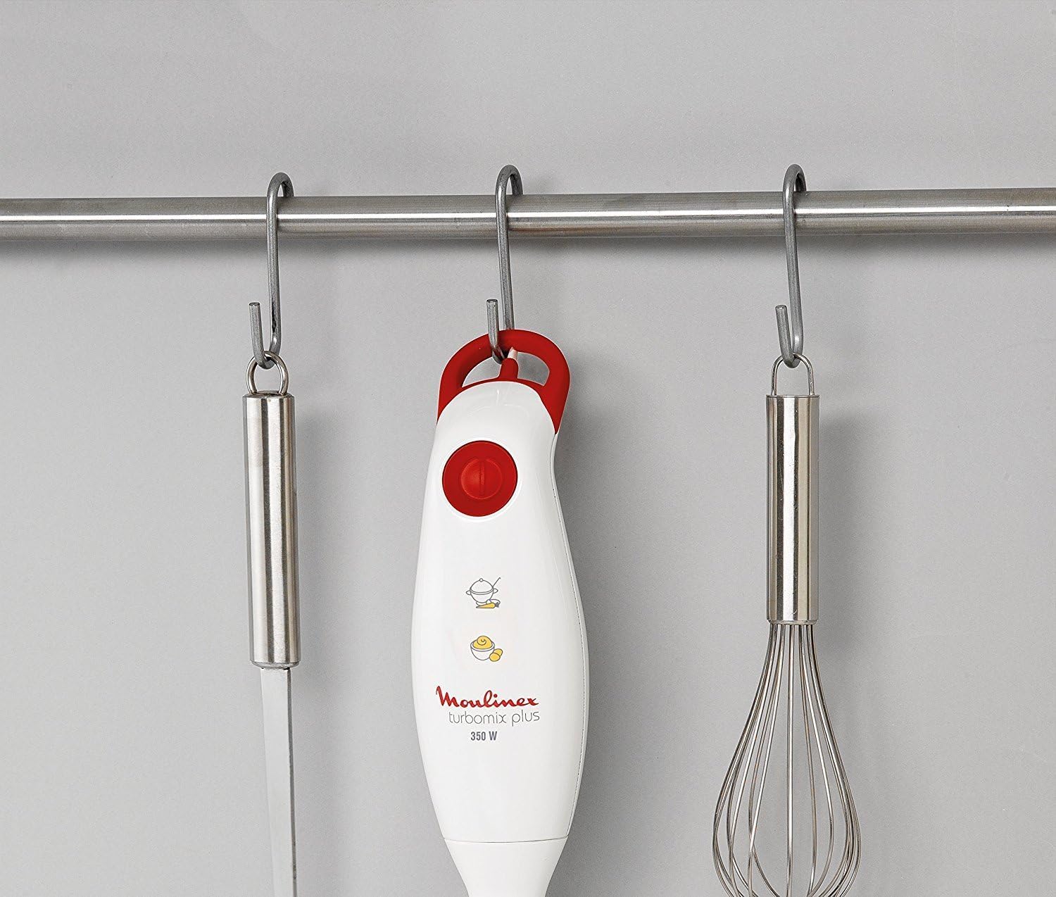 Moulinex Hand Blender Turbomix Plus 350W – 800ml Beaker, Stainless Steel Foot, Dishwasher-Safe, White | DD100141