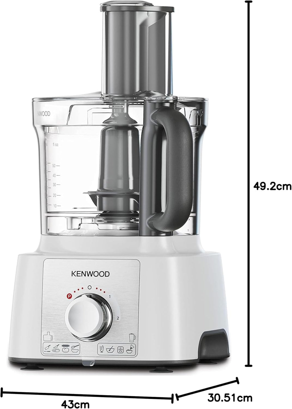 Kenwood Food Processor MultiPro Express 1000W | 3L Bowl, 2 Speeds + Pulse, Safety Lock | FDP65.750WH