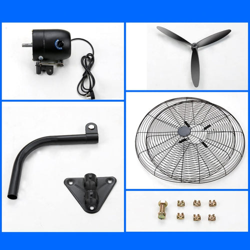 Farco Wall Fan 26" Industrial – 140W, 3 Speeds, Copper Motor, Black – FW-650