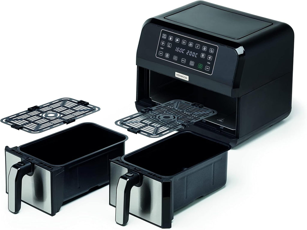Kenwood Air Fryer 8L Healthy Fry Dual Basket – 1700W, Touchscreen, Sync Cook, Matte Black | HFM75.000MB