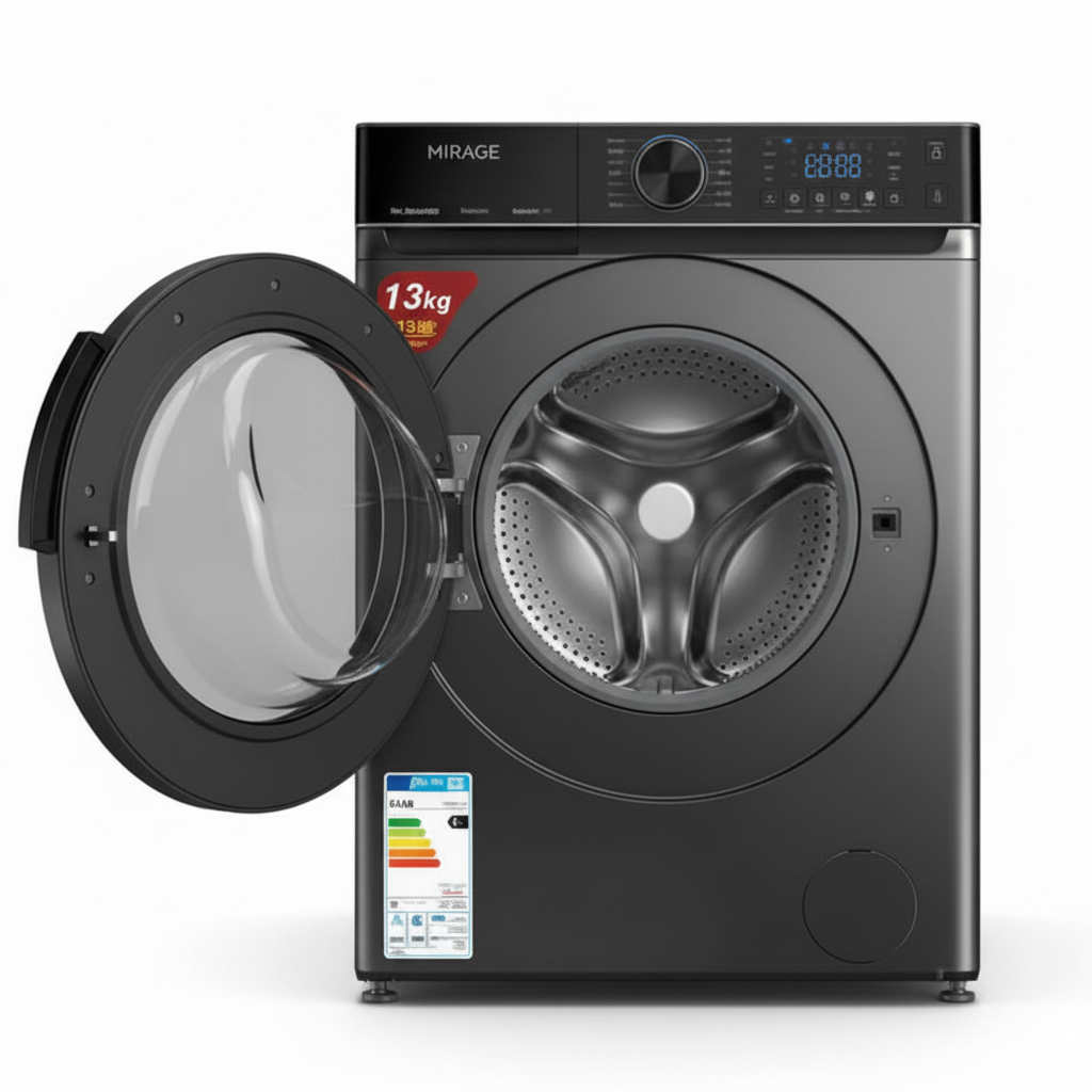 Mirage Front Load Washing Machine 13 Kg Direct Drive Inverter Dark Silver | MR-WM13DDS