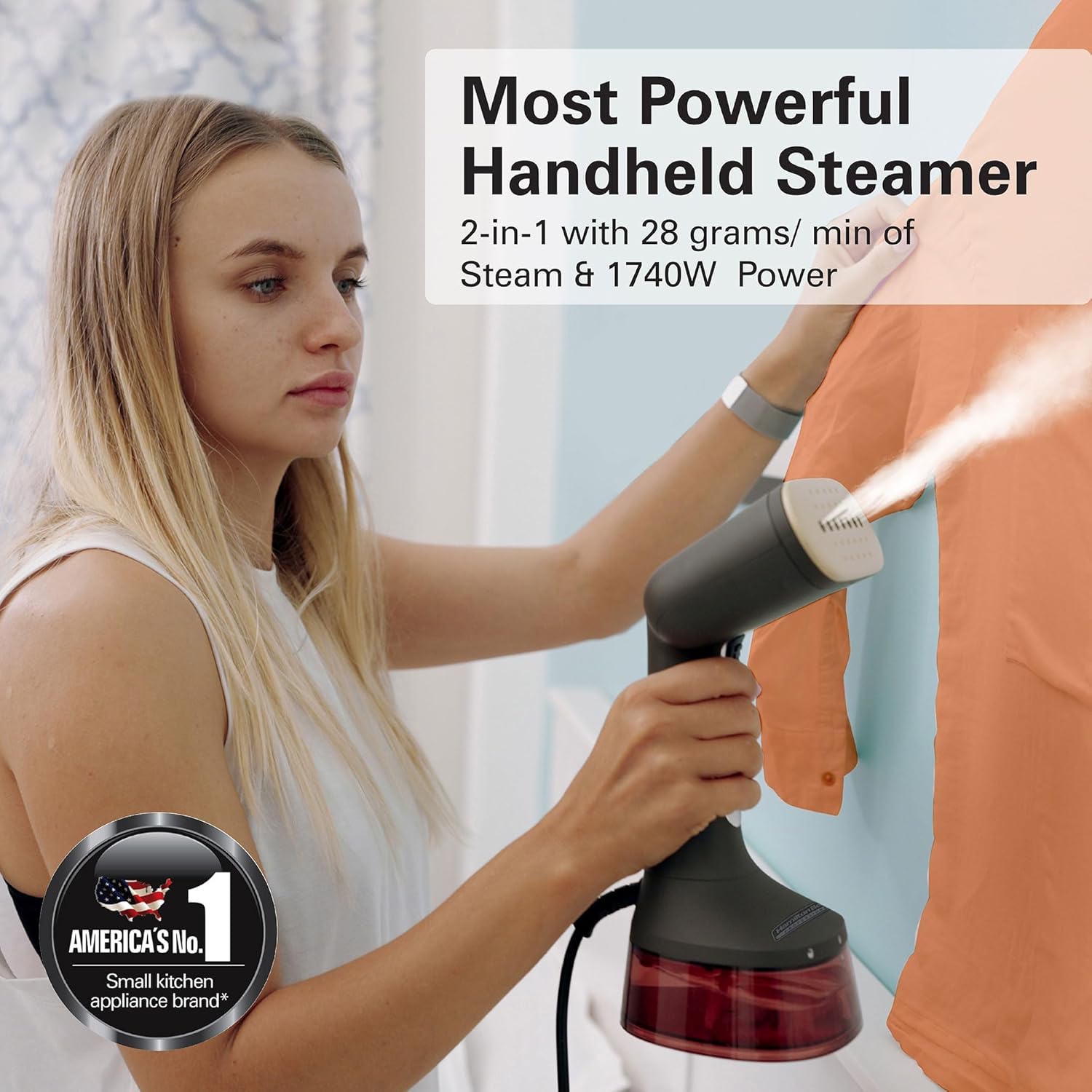 Hamilton Beach Garment Steamer 1700W - 4 Steam Settings, 1.7L Tank, 11590-ME