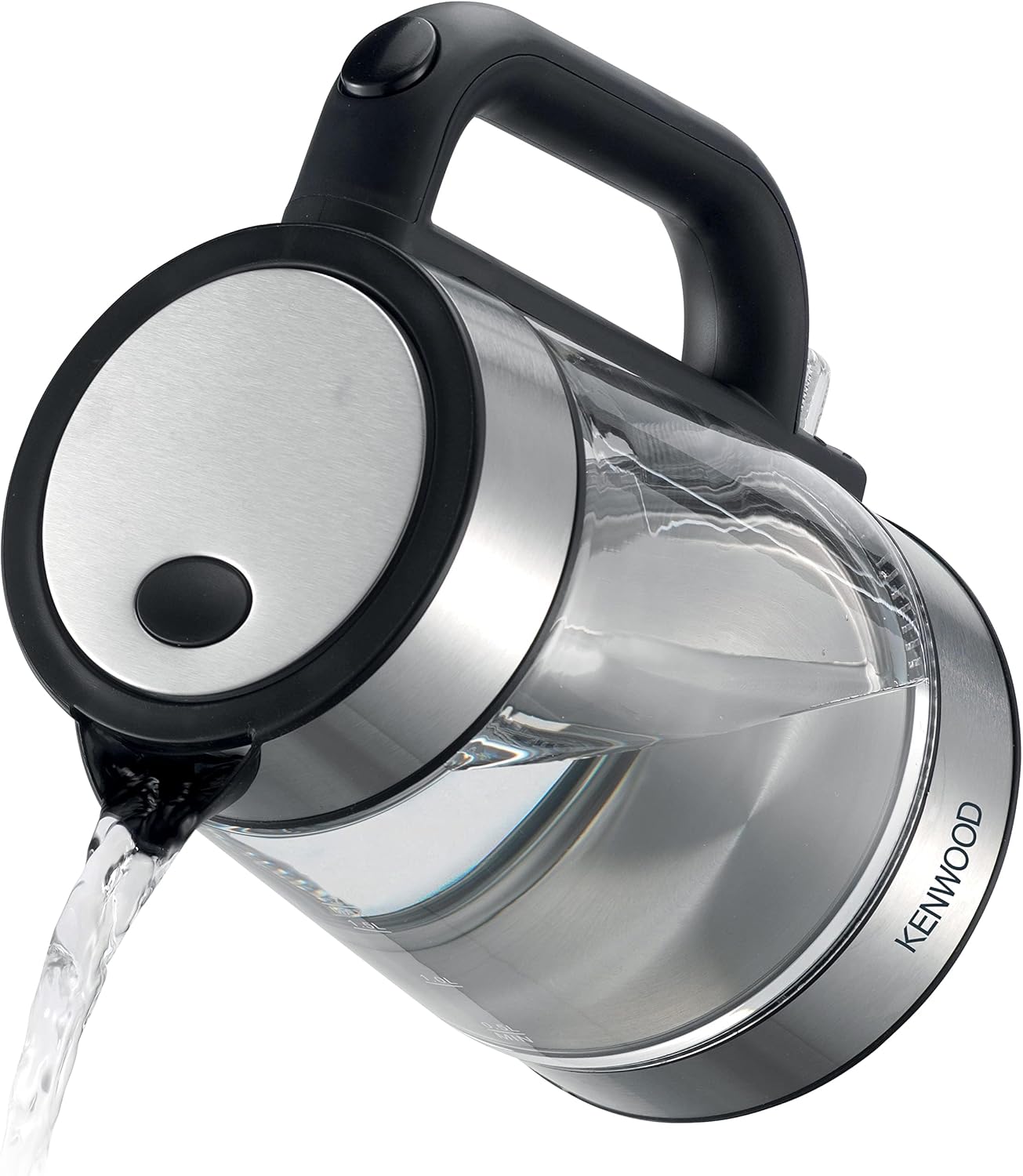 Kenwood Kettle Cordless Electric Glass 1.7L – 2200W, Auto Shut-Off, Removable Mesh Filter, Clear/Silver/Black, ZJG08.000CL