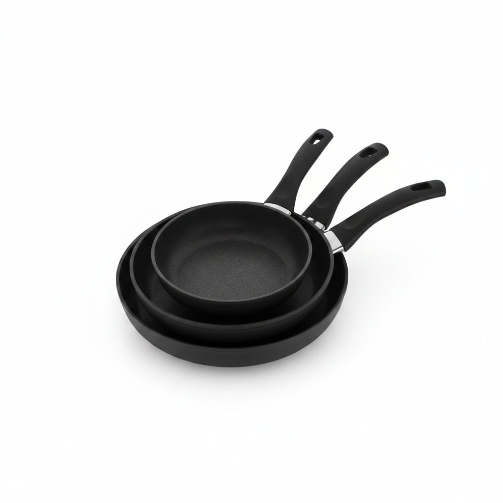 Mirage Black Forged Granite Coated Frying Pan Set 3 Pcs | M-FFP2028