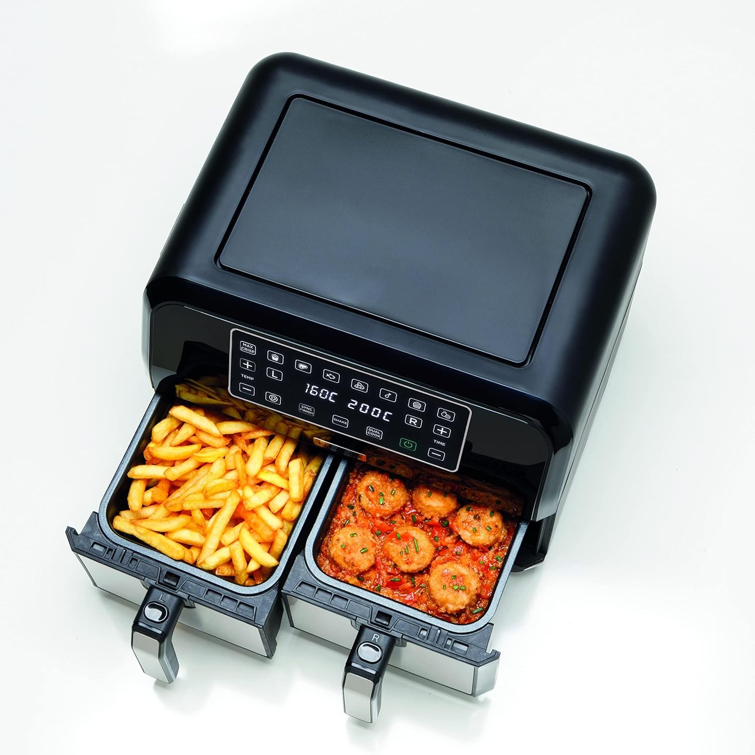Kenwood Air Fryer 8L Healthy Fry Dual Basket – 1700W, Touchscreen, Sync Cook, Matte Black | HFM75.000MB