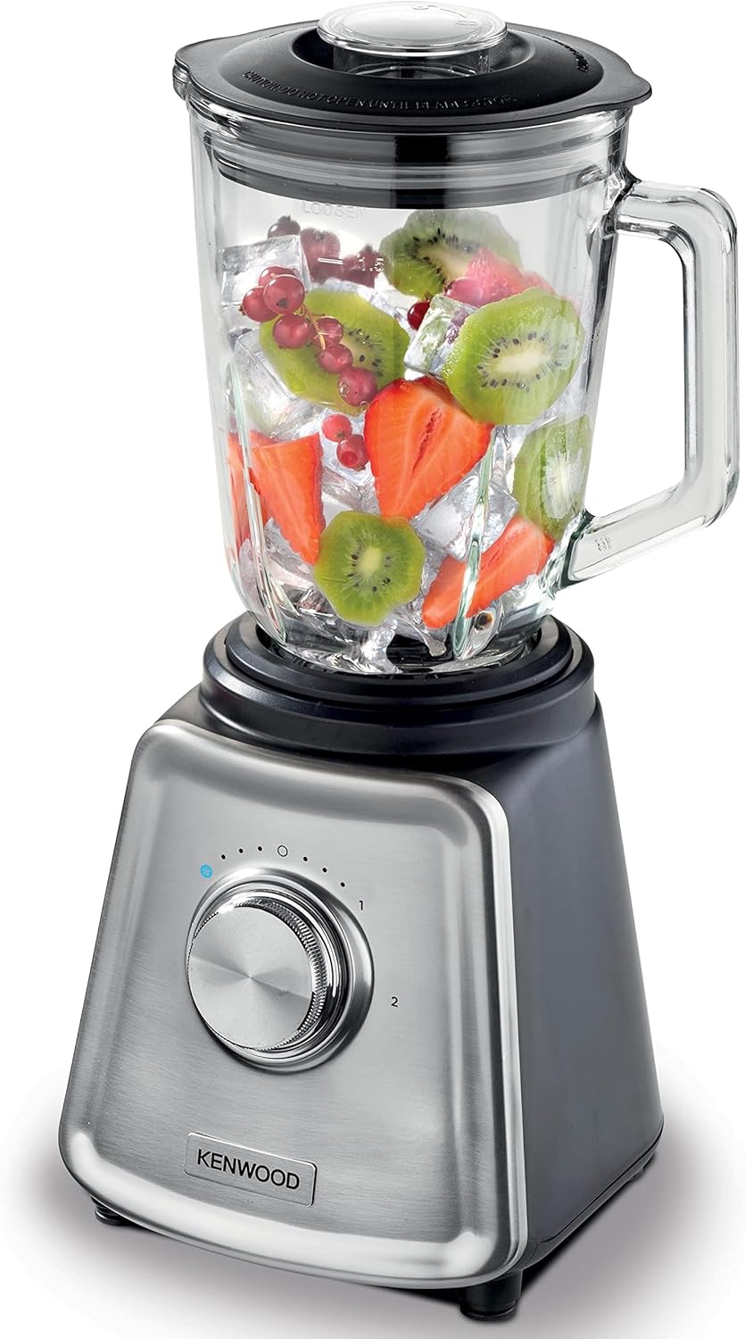 Kenwood Glass Blender 800W | 2L Glass Jar, Grinder, Meat Chopper, Ice Crush, Silver | BLP44.270SS