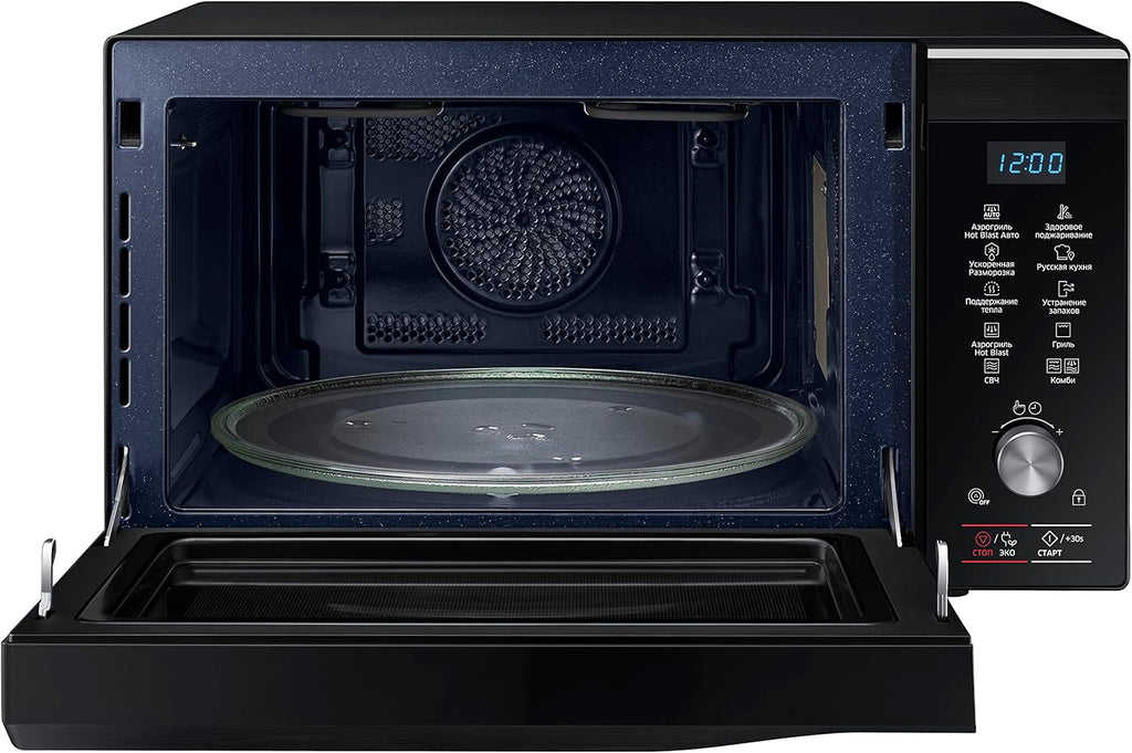 Samsung Microwave 32L Combination 900W – HotBlast, Slim Fry, Wide Grill, Crusty Plate, Black, MC32K7055CK
