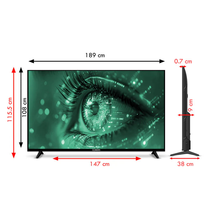 تلفزيون KB ELEMENTS الذكي QLED 4K مقاس 85 بوصة بنظام WebOS، تصميم بدون إطار (ELT85WQ8DE)