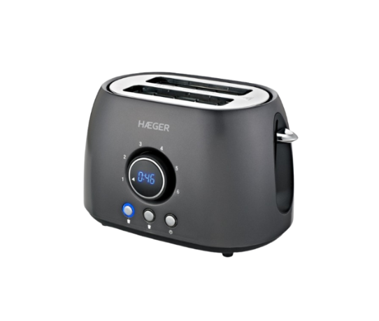 HAEGER Toaster 2-Slot Digital Toaster – 800W, Black & Stainless Steel | TO-08D.012A
