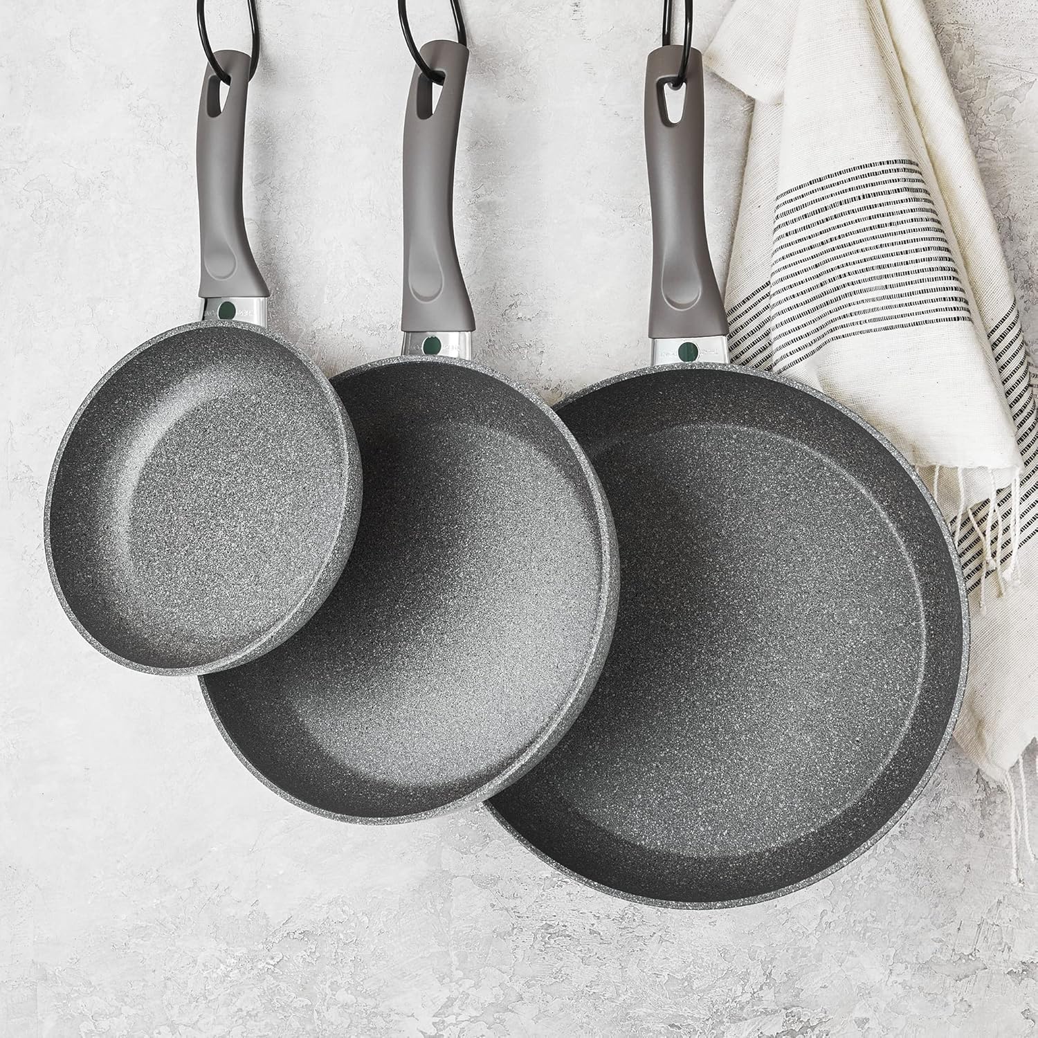 Mirage Grey Forged Granite Coated Frying Pan Set 3 Pcs | M-FFP2028