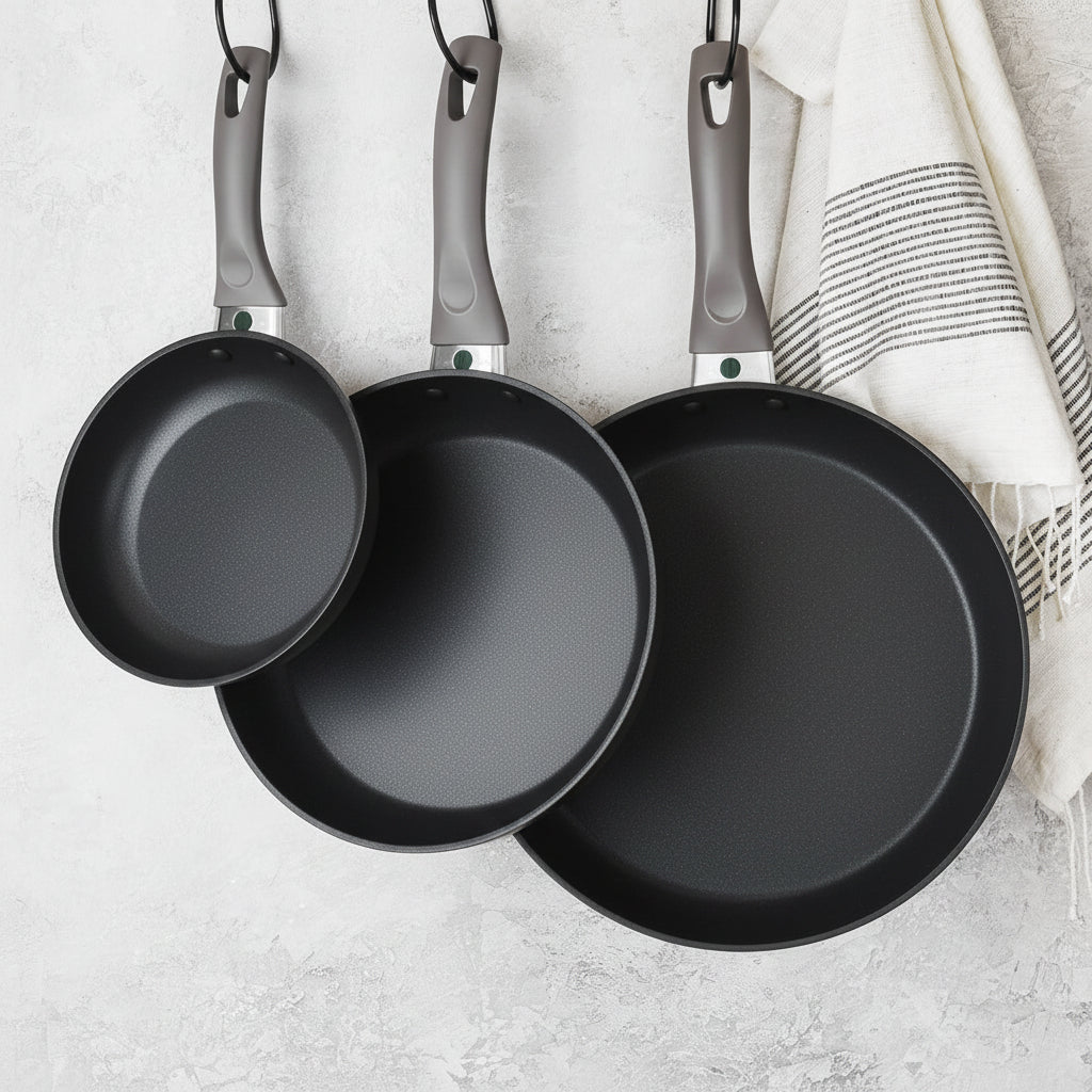 Mirage Black Forged Granite Coated Frying Pan Set 3 Pcs | M-FFP2028