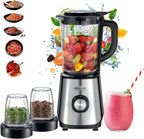 Kenwood Glass Blender 1000W | 2L Glass Jar, 2 Grinder Mills, Ice Crush, Black/Silver | BLM45.720SS