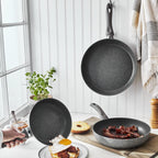 Mirage Grey Forged Granite Coated Frying Pan Set 3 Pcs | M-FFP2028