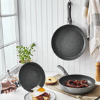 Mirage Black Forged Granite Coated Frying Pan Set 3 Pcs | M-FFP2028