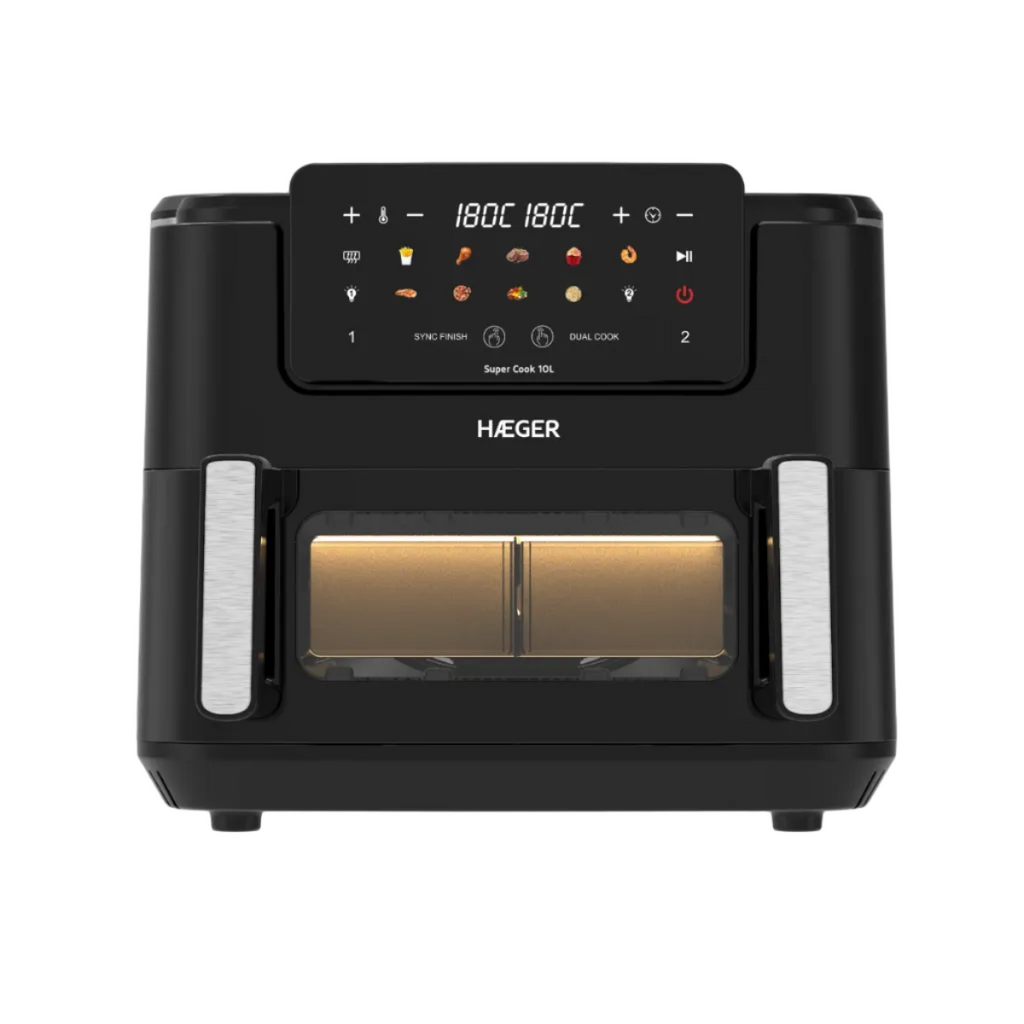 Haeger Air Fryer 10L  2 Drawers Super Cook Digital –, 2600W, 10 Programs, Touchscreen, 80–200°C, AF-D10.010B