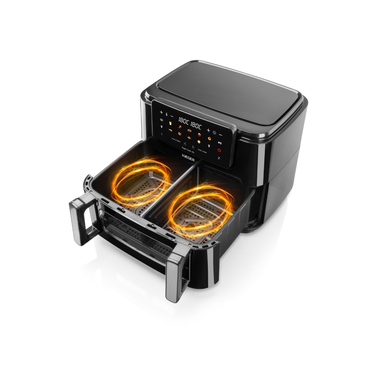 Haeger Air Fryer 10L  2 Drawers Super Cook Digital –, 2600W, 10 Programs, Touchscreen, 80–200°C, AF-D10.010B