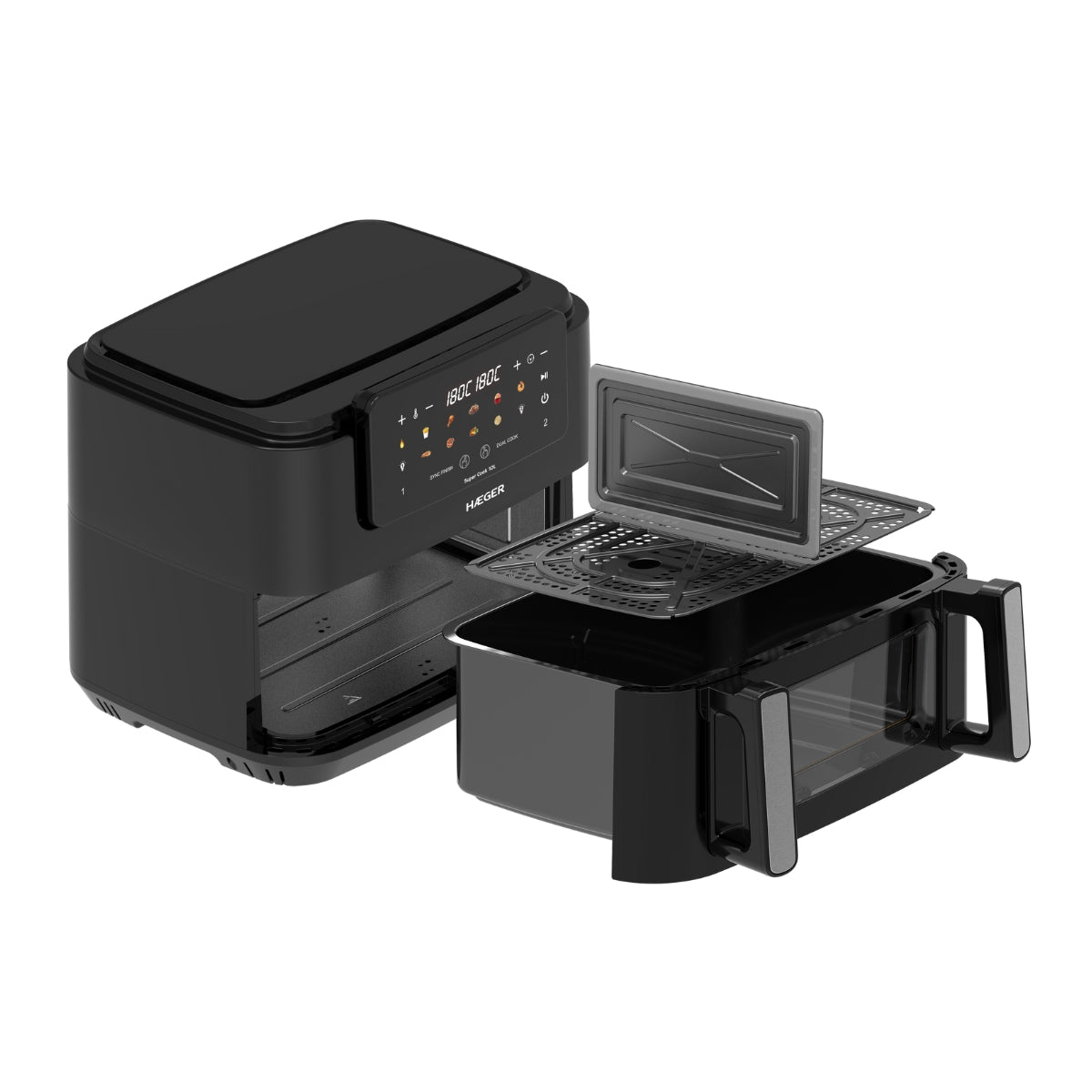 Haeger Air Fryer 10L  2 Drawers Super Cook Digital –, 2600W, 10 Programs, Touchscreen, 80–200°C, AF-D10.010B